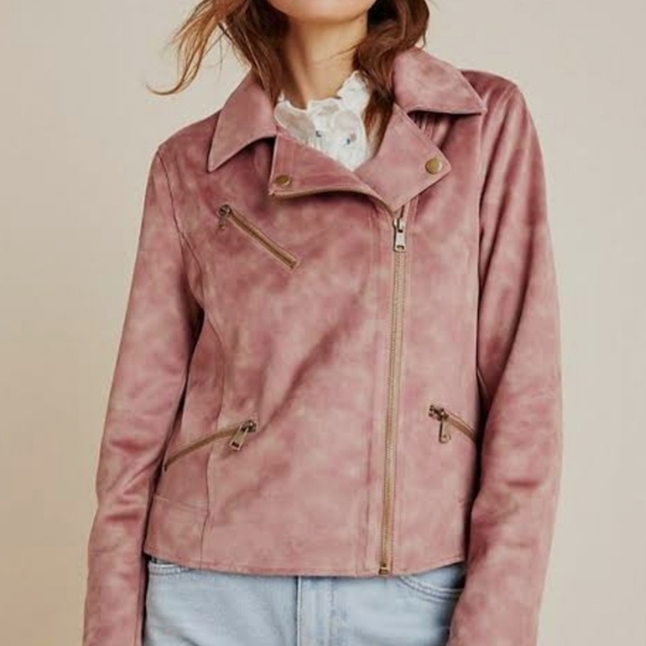 Anthropologie Lucy Faux Suede Women's Moto Jacket Size XS